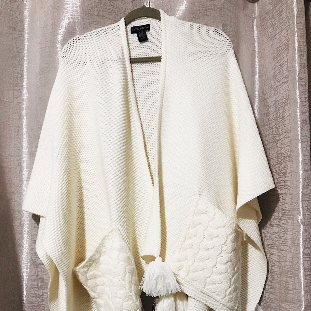 Knitted Creme Poncho